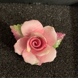 Vintage Pink Porcelain Rose Brooch *See Description*